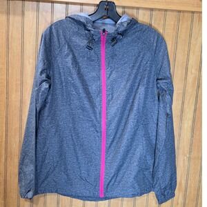 Asics Packable Jacket Water Wind Resistant Running Lightweight Gray Pink‎ M